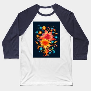 Abstract beautiful flowers on a dark background. Baseball T-Shirt
